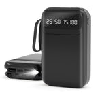 10000Mah Power Bank Portable Charger with Cables, USB Battery Pack Compatible for Iphone & Android Cell Phones, Black